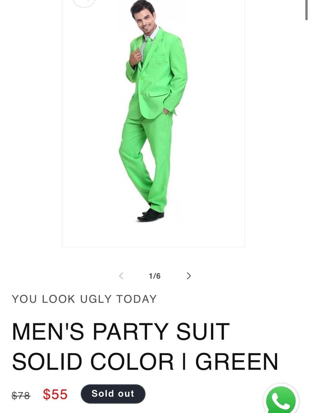 You look ugly today green suit XL green holiday costume set with hat